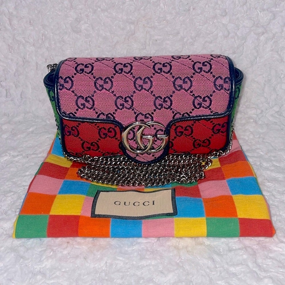 Gucci Guccissima GG Marmont Multicolor Colorblock Quilted Super Mini Bag 476433